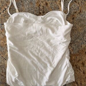 Oh Polly White Women's Shelf Bust Tank Top with Adjustable Straps